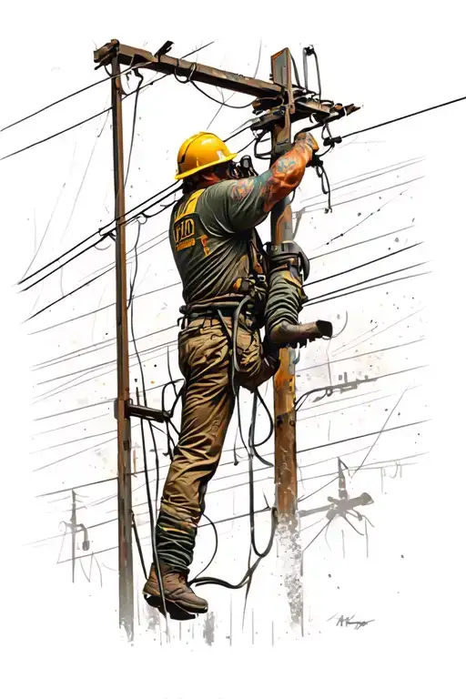 Lineman Working On Power Lines
