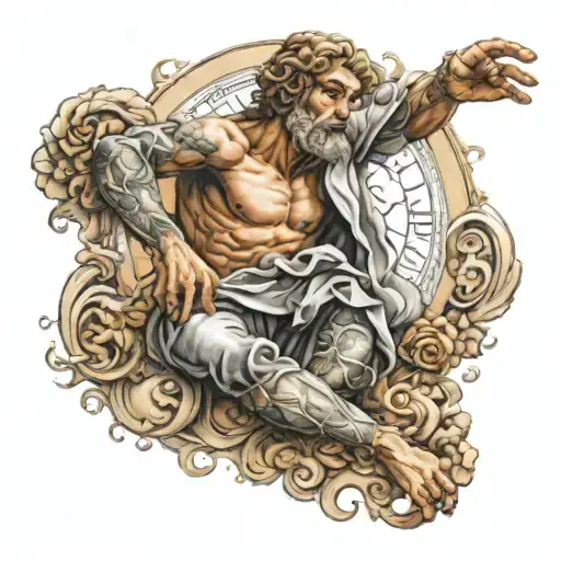 A Full Sleeve Tattoo With Art From The Renaissance Time With Work Done By Michelangelo The Painter
