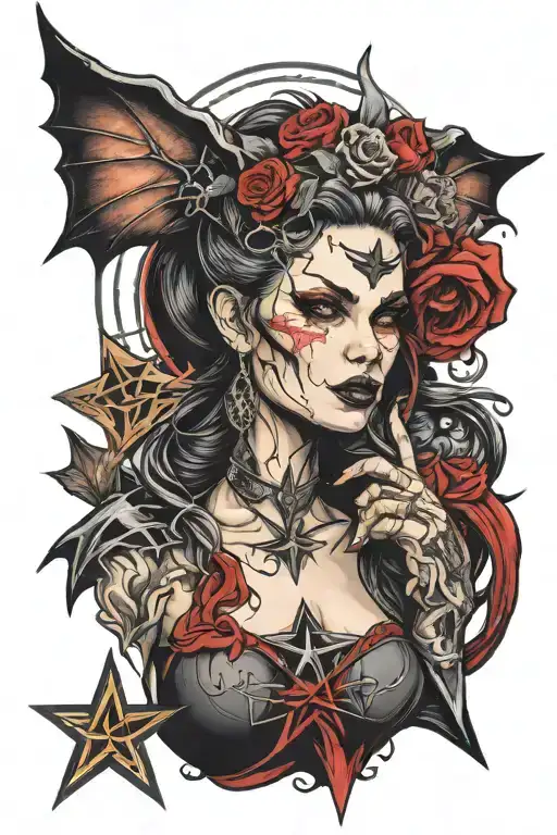 Lilith Diablo Video Game With Pentagram Portrait