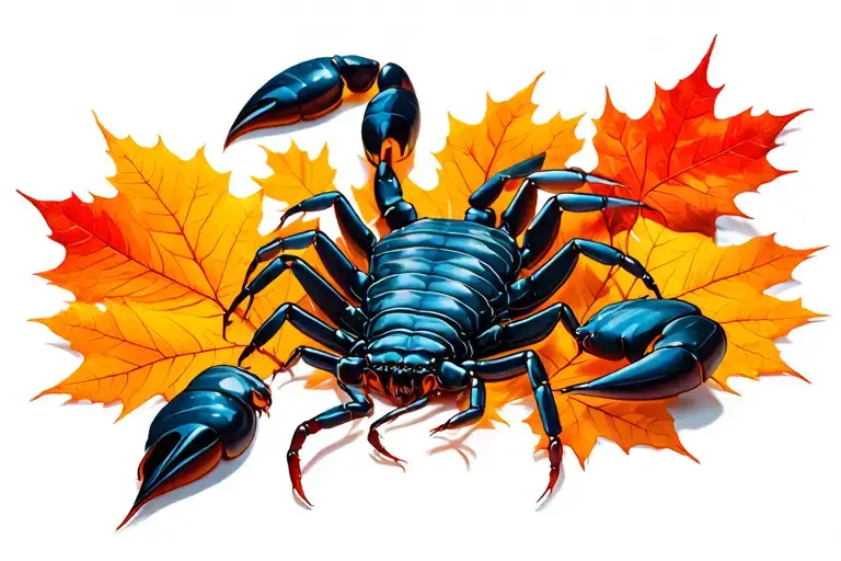 Scorpion In Fall Colored Leaves