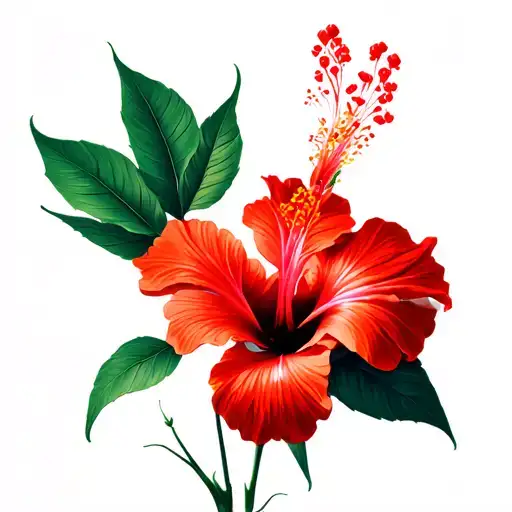 Red Hibiscus Flower Blooming