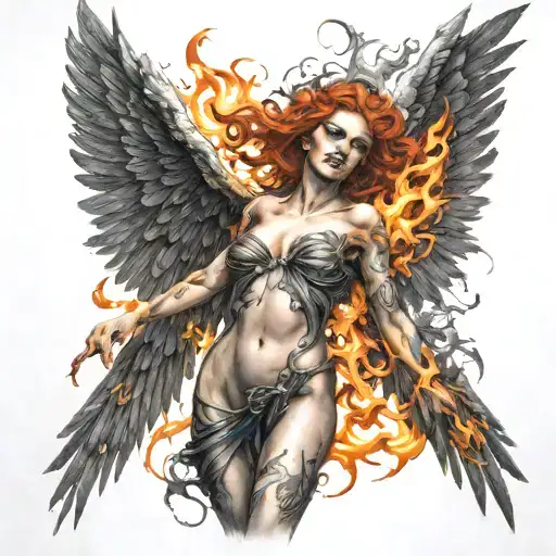 Fallen Angel With Burning Wings