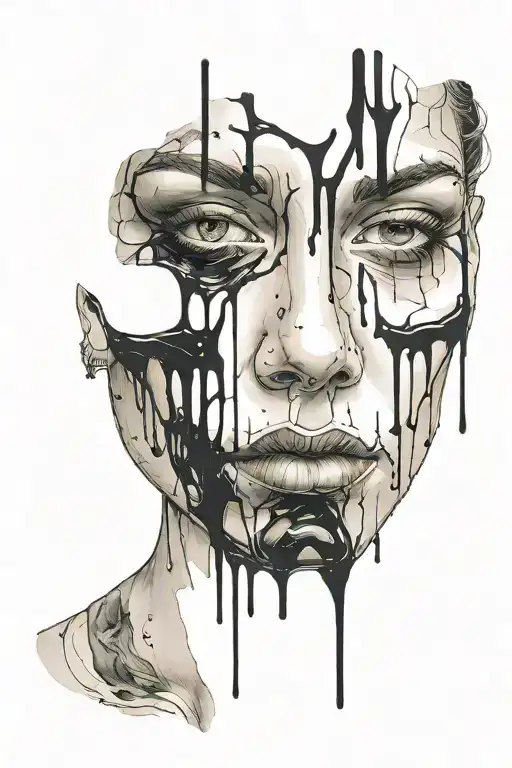 Blank Empty Face With Black Dripping Eyes