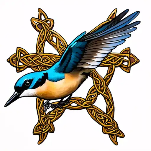 Swallow Bird On Celtic Cross