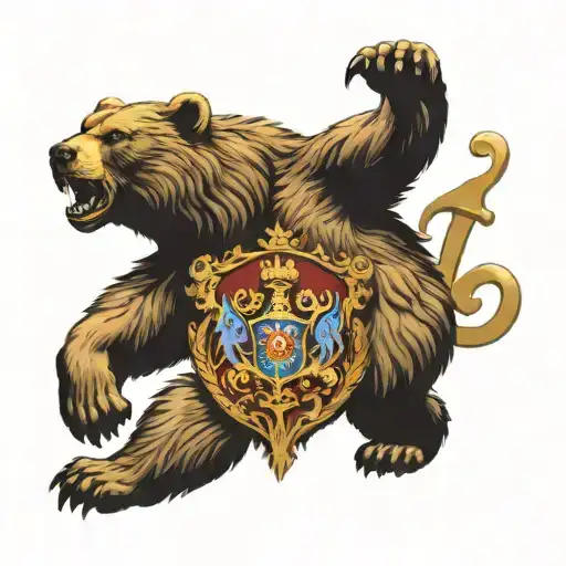 Russian Coat Of Arms With A Bear In Front
