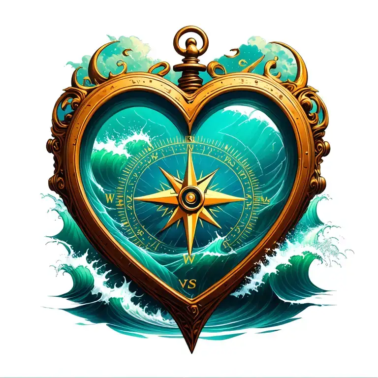 Heart Shaped Compass In Rough Seas