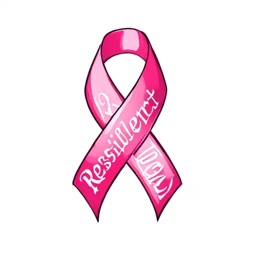 Breast Cancer Symbol Intertwined With The Word Resilient