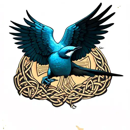 Swallow Bird Outstretched Wings Celtic Cross