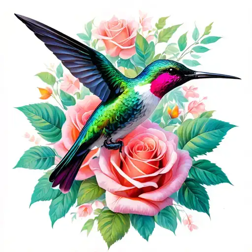Hummingbirds And Roses Wrapped