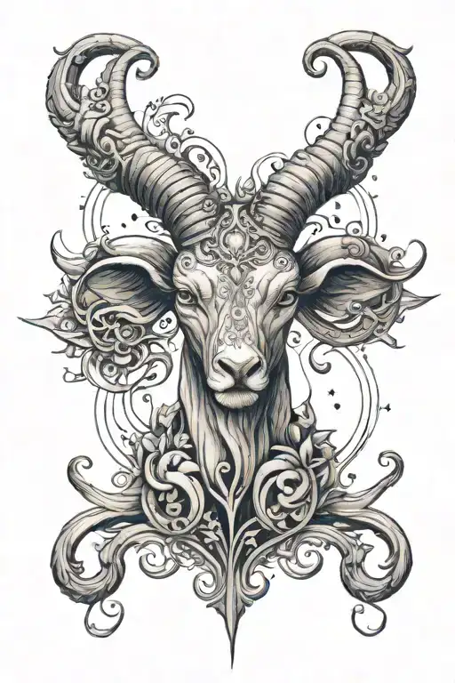 Unalome Aries Zodiac Sign Cross Tattoo Cosmic Scene