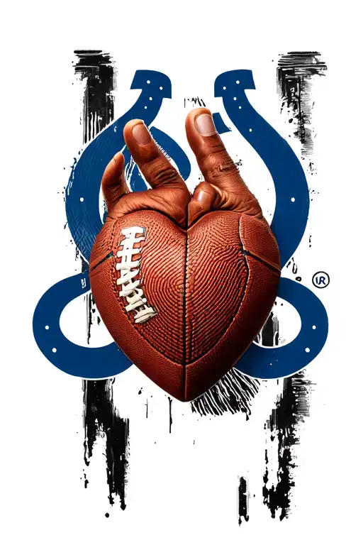 Indianapolis Colts Logo With Thumb Print Heart