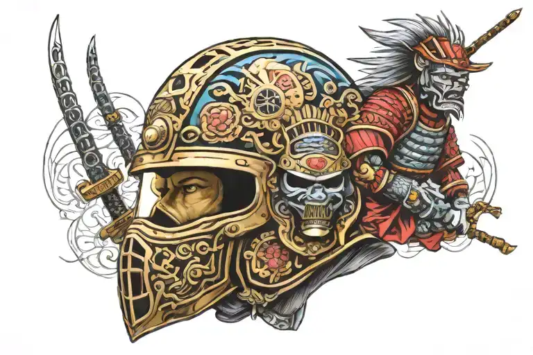 Samurai Warrior On Mtb Helmet