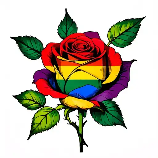 Lgbtq Flag Colored Rose