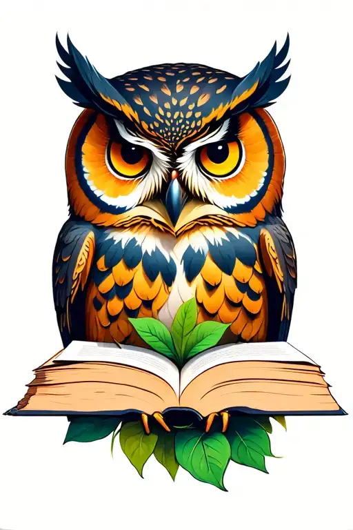 Owl And Book Open In Front