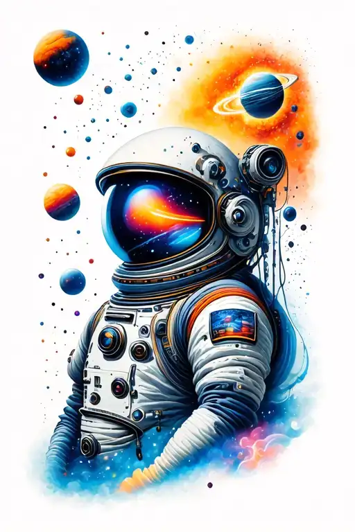 Space Themed Tattoo Design Combining Elements