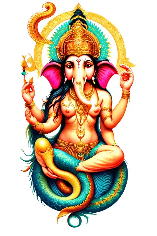 Ganesh And Serpent She Is Holding