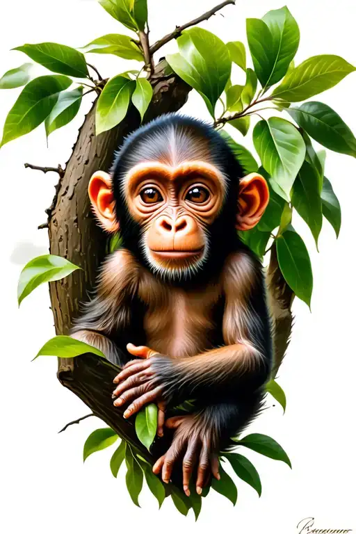 Baby Monkey In A Tree