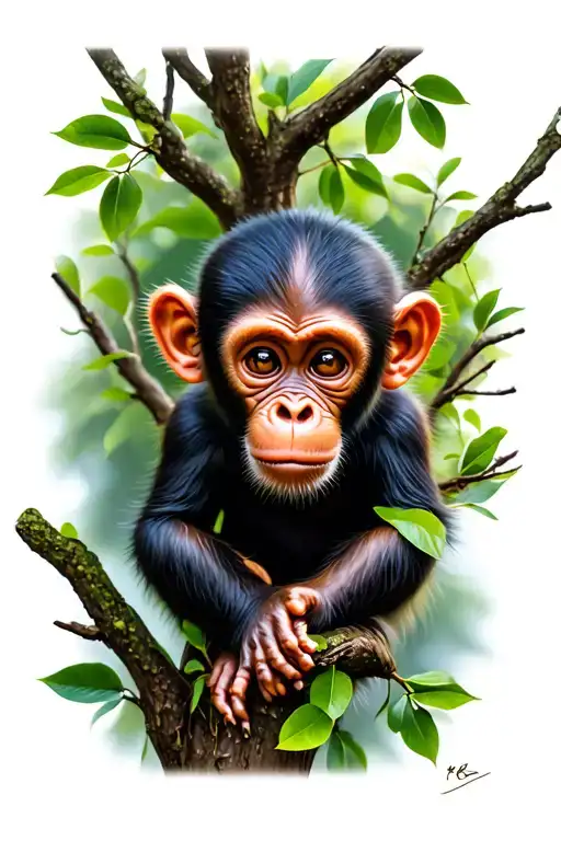 Baby Monkey In A Tree