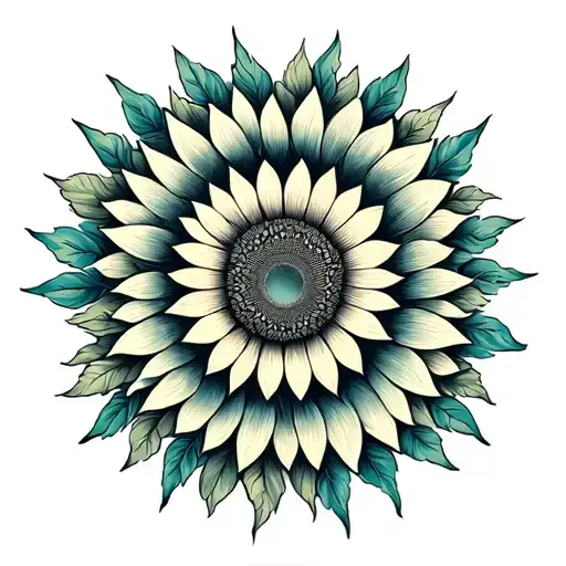 Sun Mixed With Sunflower Mandala Design With Phoenix Rising