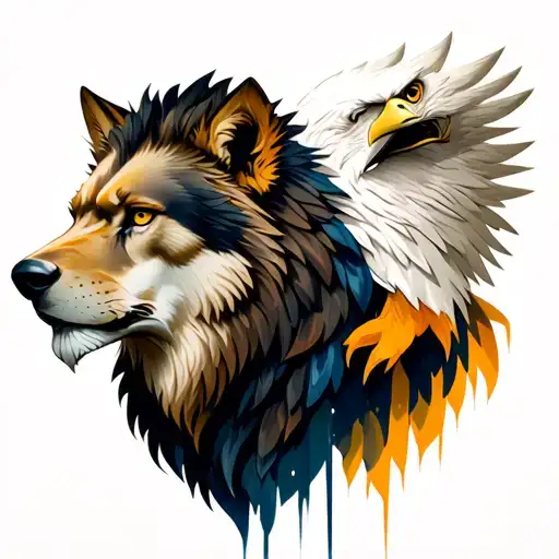 Lion Wolf And Bald Eagle That Implements Norse And German Tradition