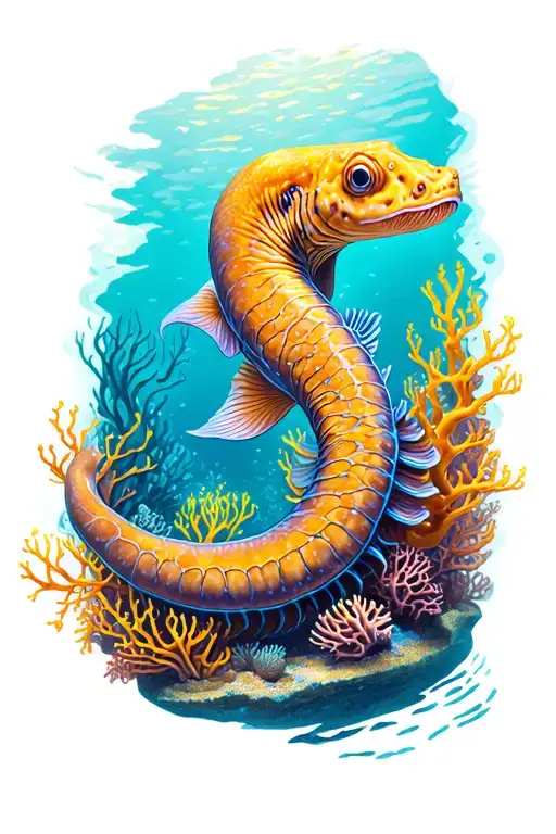 Moray Eel In Reef Scene