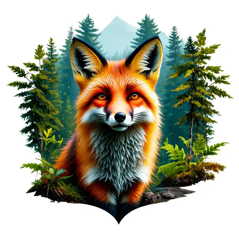 Natural Summer Scenery With Fox