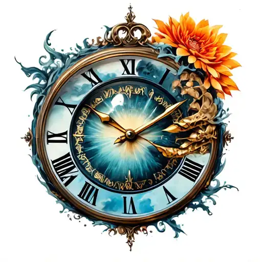 Full Sleeve Tattoo Feautring Concept Of Time