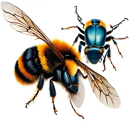 A Bumblebee And A Beetle Flying