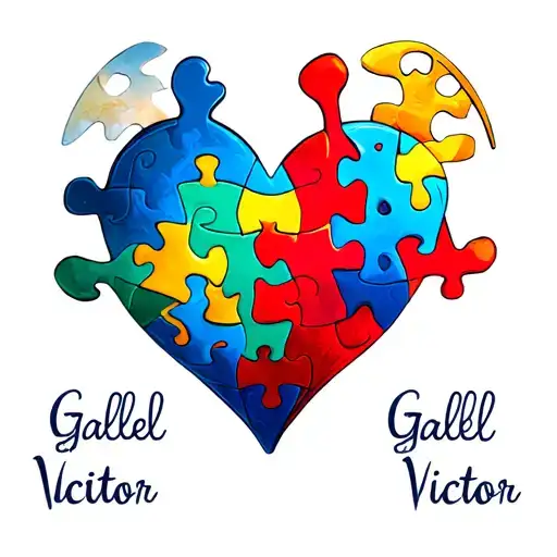 Autism Puzzle With Heart And Names Incorporated Into The Design Galell And Victor