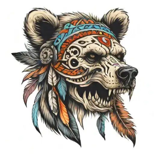 Bear Head Native American Skull