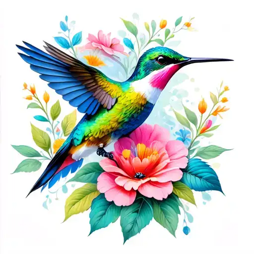 Hummingbird & Flowers