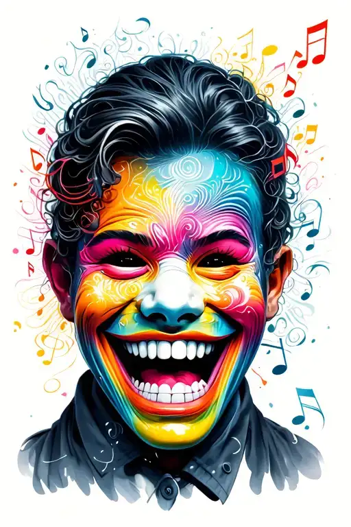 Laugh Now Cry Later Mask With Music Notes