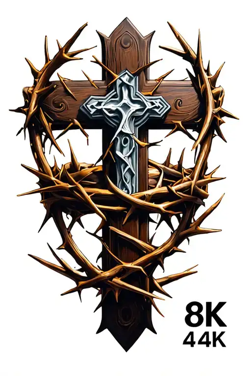Cross And Crown Of Thorns Wrapped