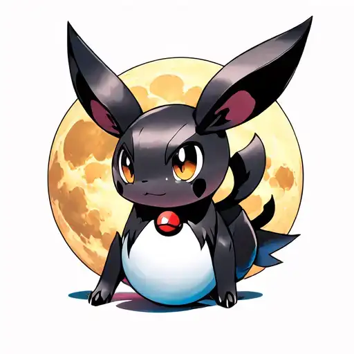 Pokemon Umbreon With Moon And Poke Ball Surrounded