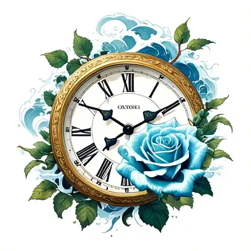 Clock Roses Waves Crashing In The Background