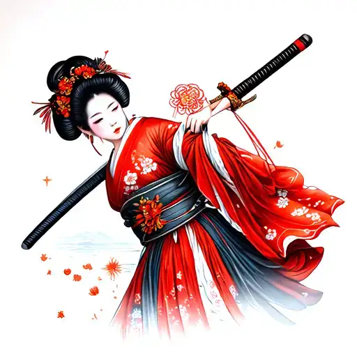 Geisha Holding A Katana
