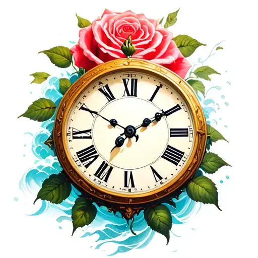 Clock Roses Waves Crashing In The Background