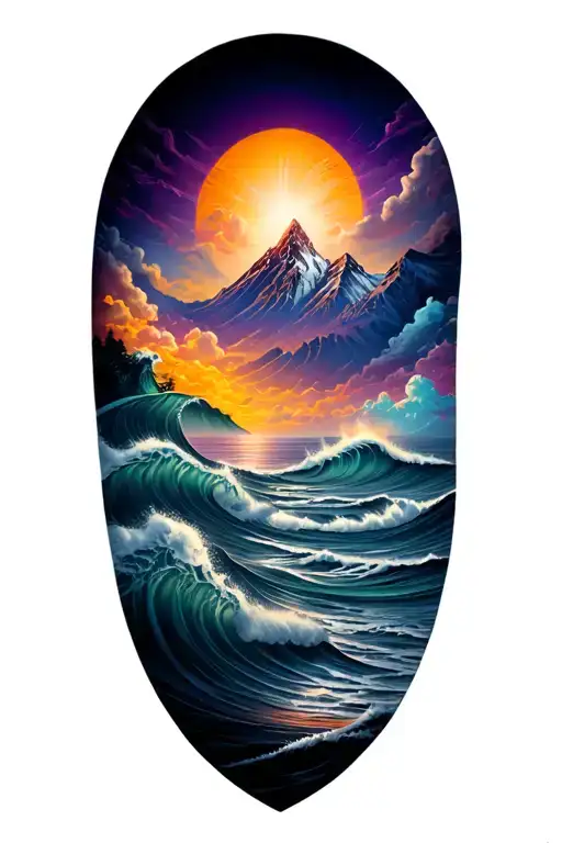 Mountain And Waves