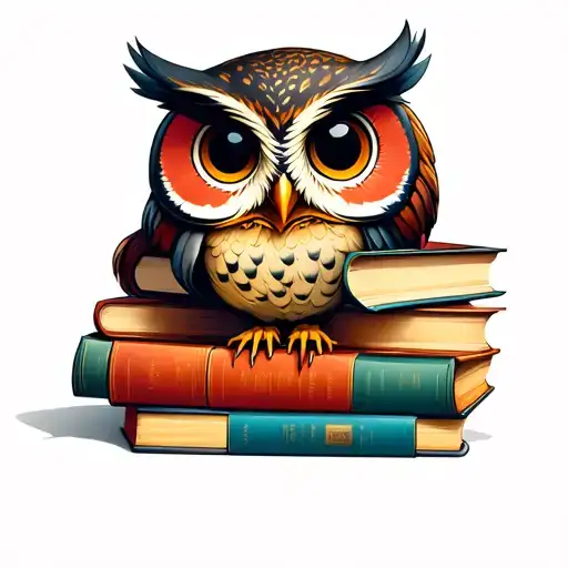 Cute Owl Perched On A Stack Of Books