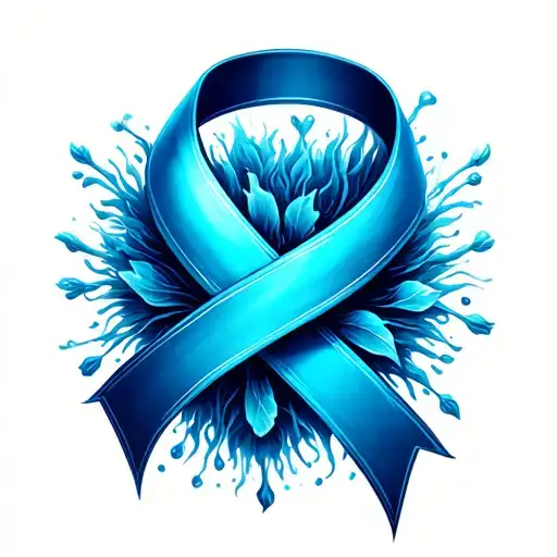 Light Blue Cancer Ribbon Wrapped