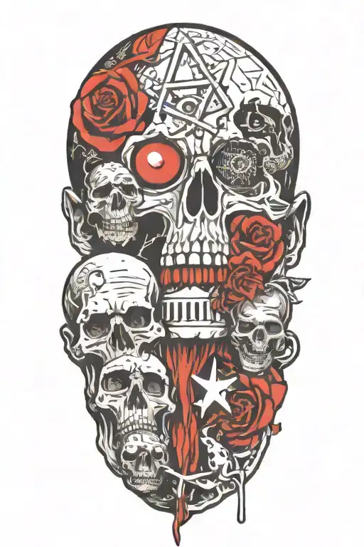 Horror Movie Inspired Tattoo Featuring Iconic Symbols