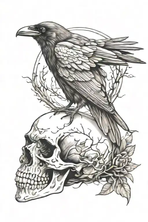 Raven On Skull