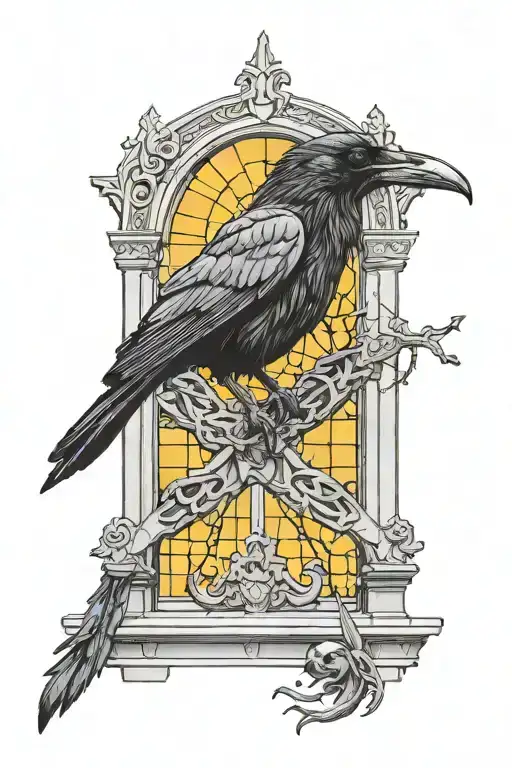 Raven On Skull Church Window