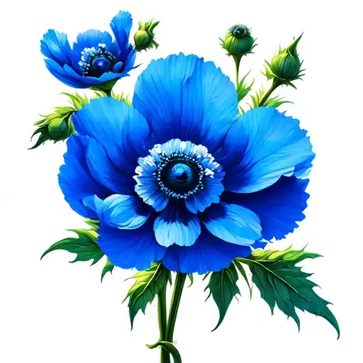 Blue Himalayan Poppy With Mandala Design Incorporating
