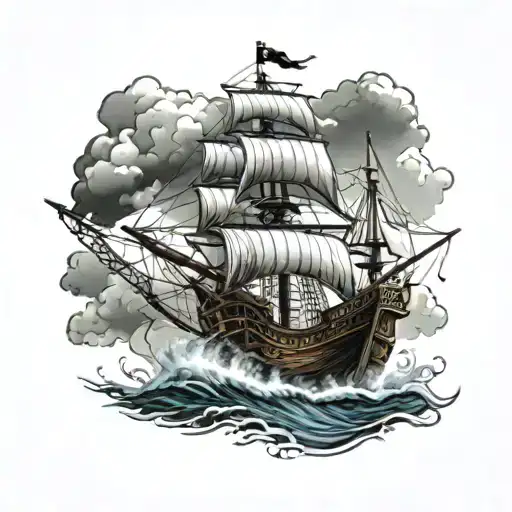 Pirate Ship In Storm