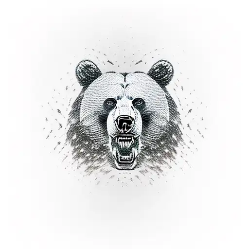 Roaring Bear That Transitions Into A Forest