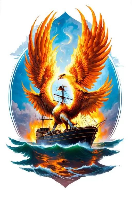 Phoenix Rising From Burning Ship