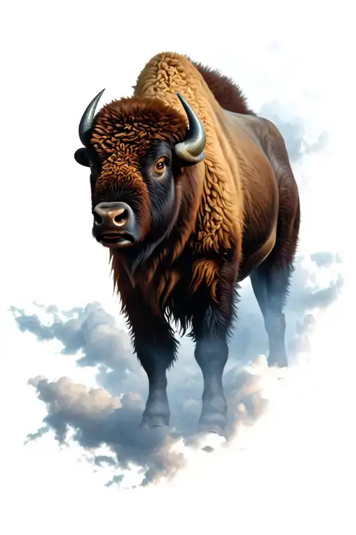 Bison Facing Storm Clouds