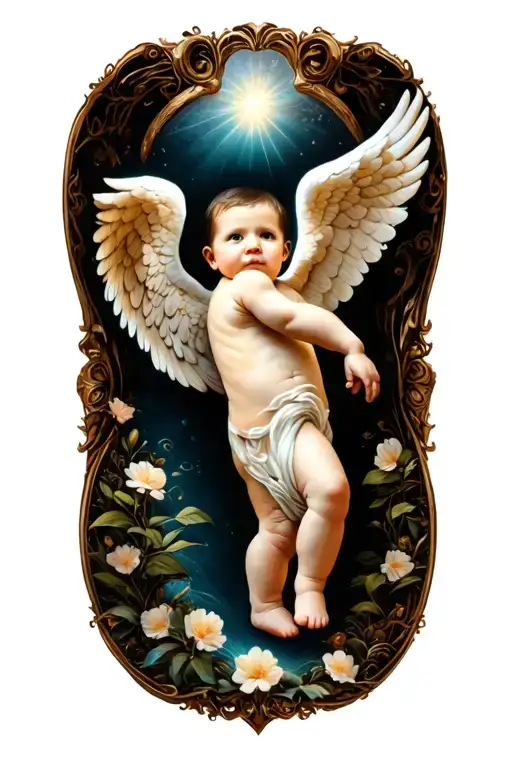 Baby Footprint With Angel Wings Spread