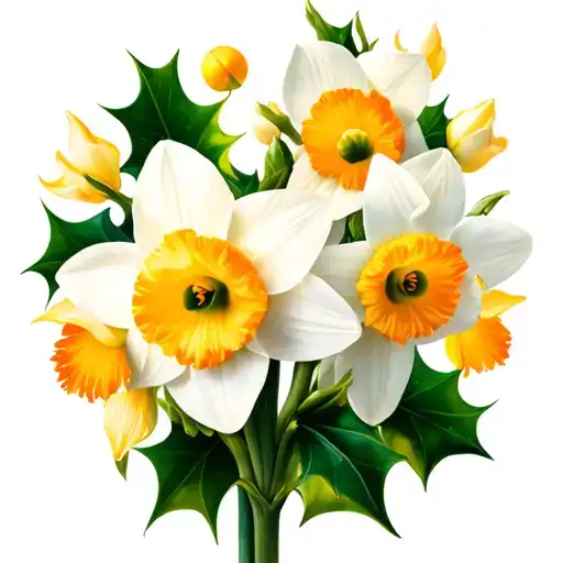 Narcissus And Holly Flower